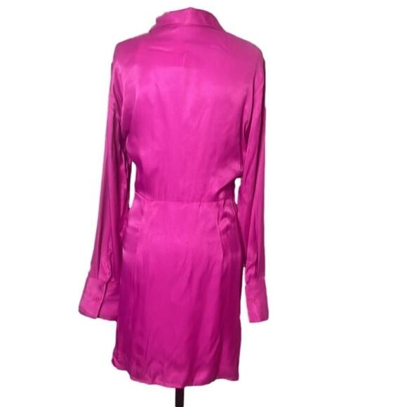 ZARA HOT PINK SATIN NWT KNOT FRONT MINI DRESS SIZE‎ M - Picture 2 of 10